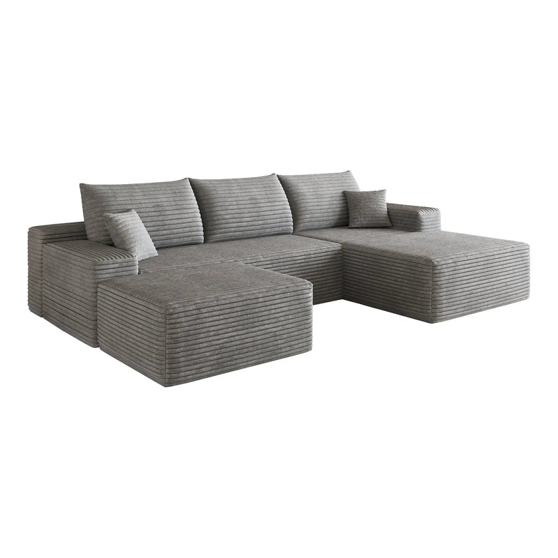 107" Cloud Sectional Sofa with 1 Ottoman by HouseOfZazla