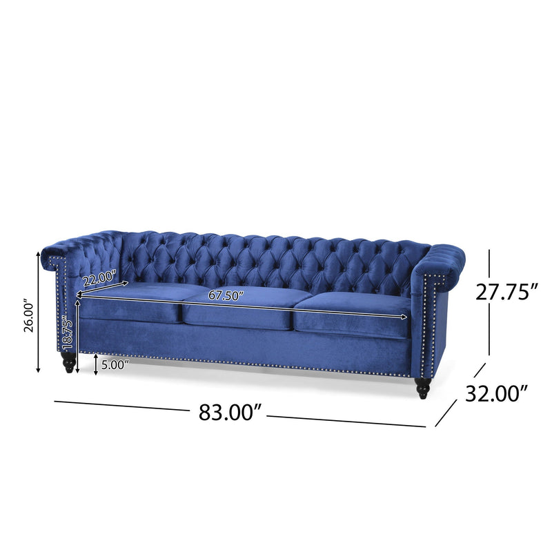 Chesterfield Style 3 Seater Sofa With Deep Button Tufting by HouseOfZazla