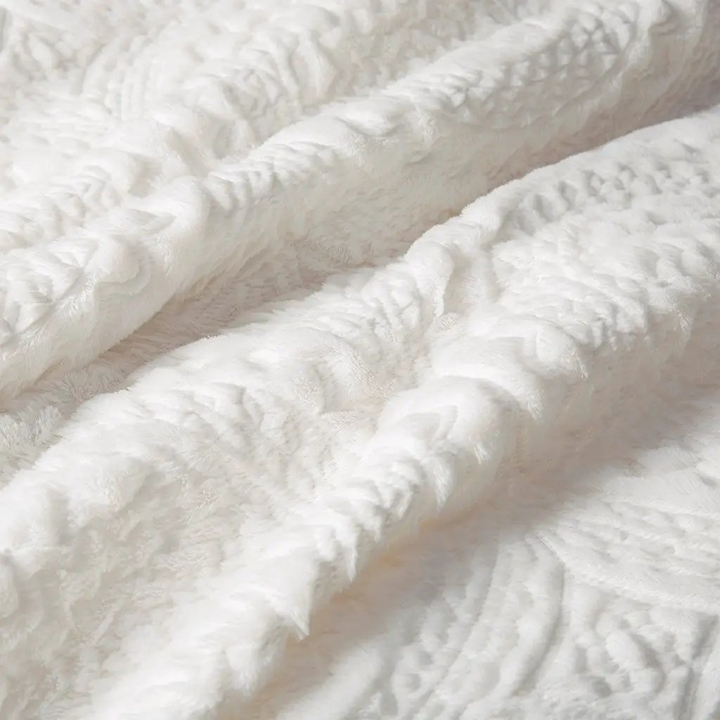 Full/Queen Embroidered Medallion Faux Fur Ultra Plush Comforter Mini Set by HouseOfZazla