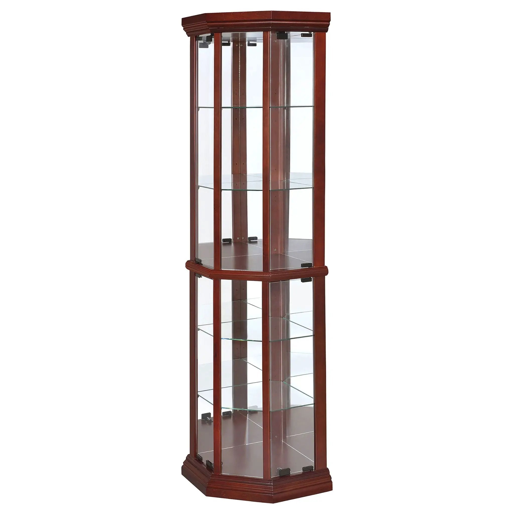 Appledale 6-shelf Corner Curio Display Cabinet Medium Brown by Unique Piece Furniture