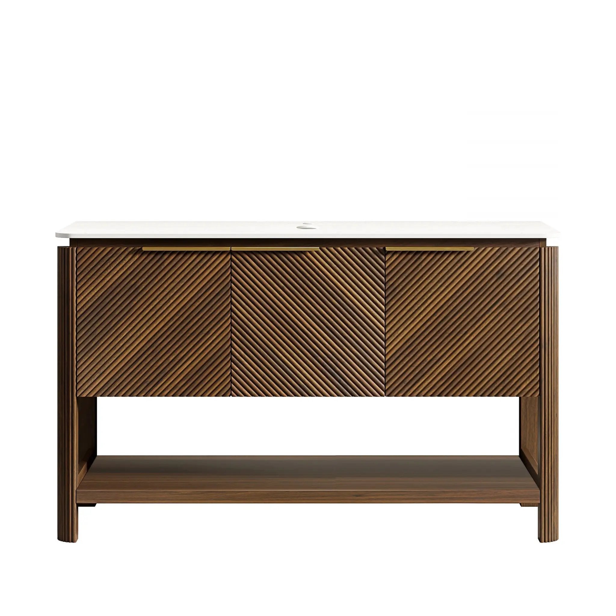 Indigo 48'' Freestanding Cabinet with 3 Doors & Open Shelf, Carrara by HouseOfZazla