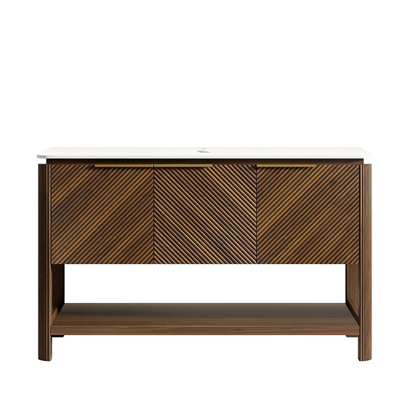 Indigo 48'' Freestanding Cabinet with 3 Doors & Open Shelf, Carrara by HouseOfZazla