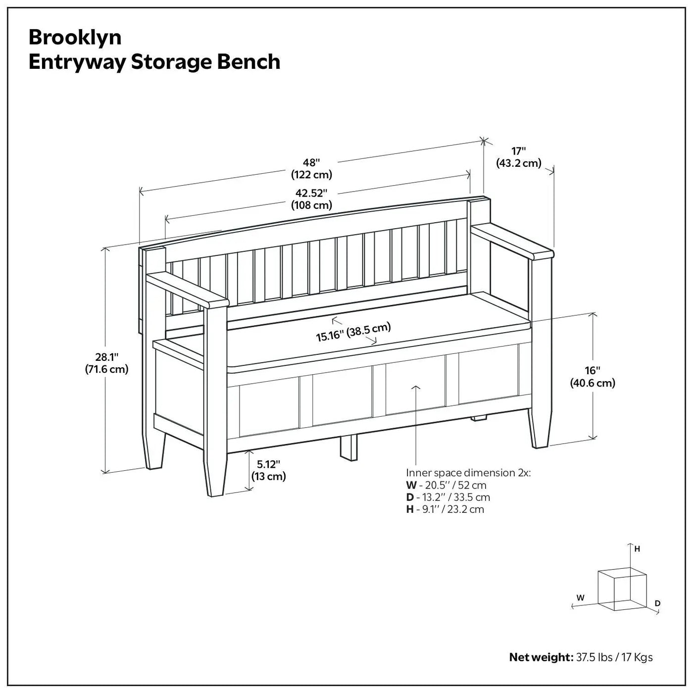 Brooklyn - Handcrafted Entryway Storage Bench by Unique Piece Furniture