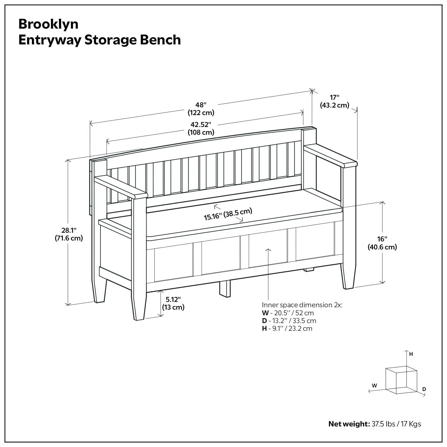 Brooklyn - Handcrafted Entryway Storage Bench by Unique Piece Furniture