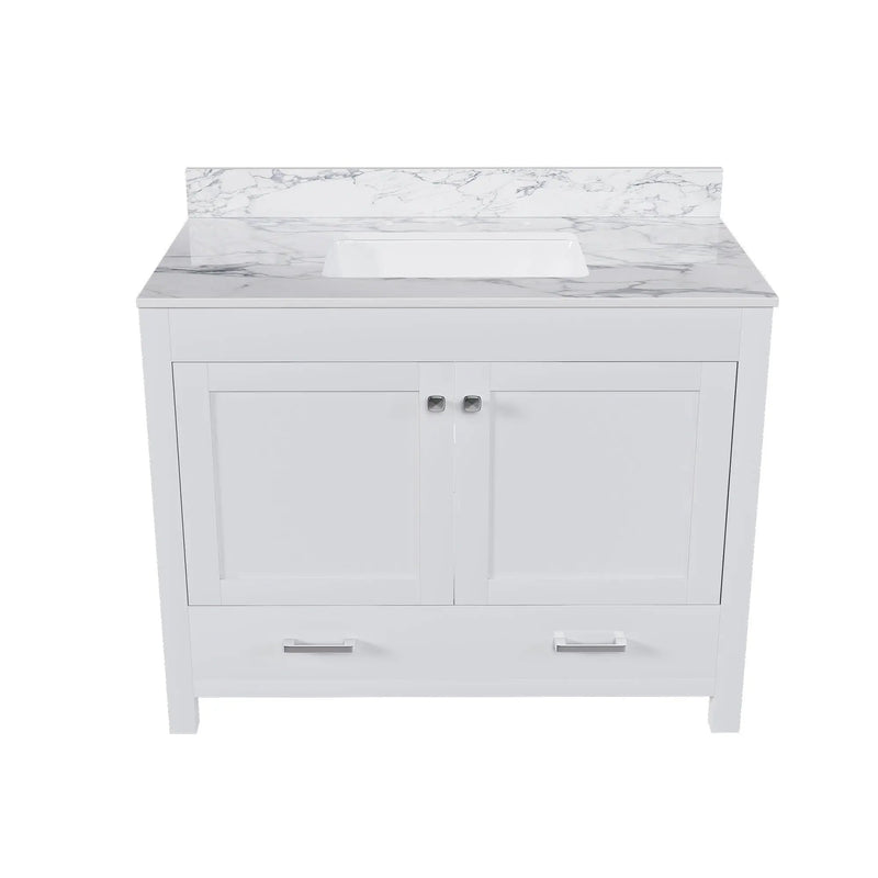 43" Bathroom Vanity Multi Functional Cabinet - White by HouseOfZazla
