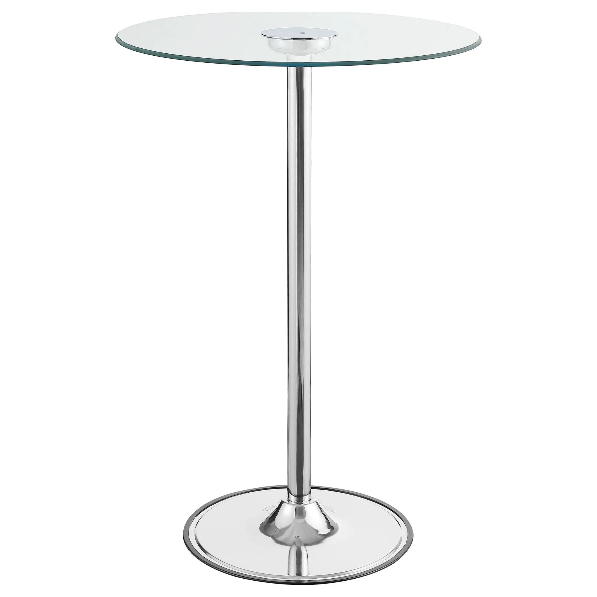 Thea Round 28-inch Glass Top LED Bistro Bar Table Chrome by Unique Piece Furniture
