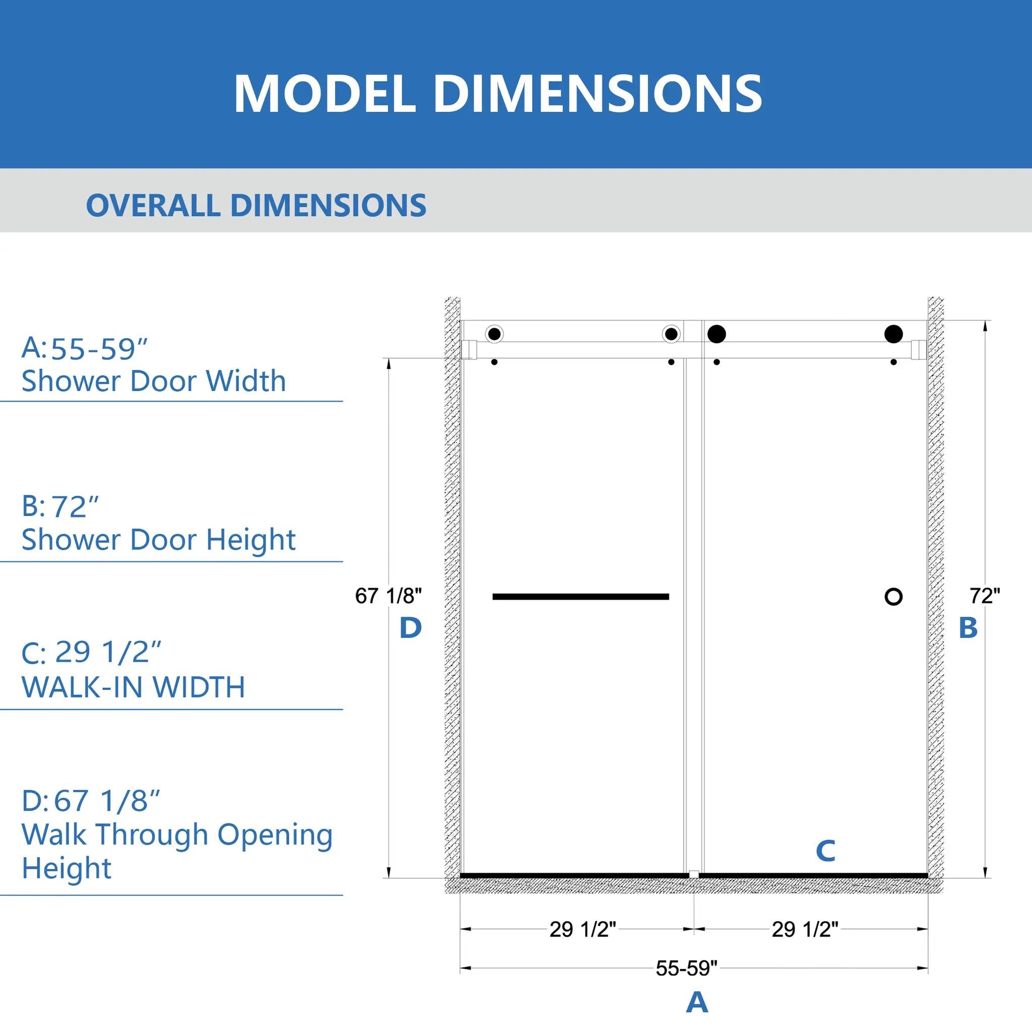 55-59" x 72" Frameless Shower Door by HouseOfZazla