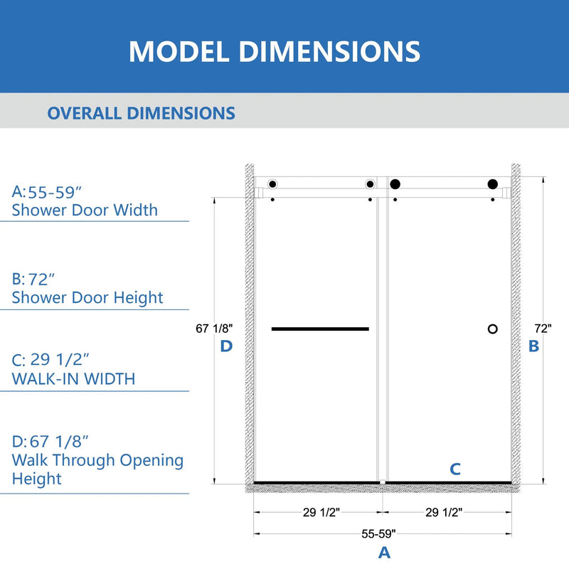 55-59" x 72" Frameless Shower Door by HouseOfZazla