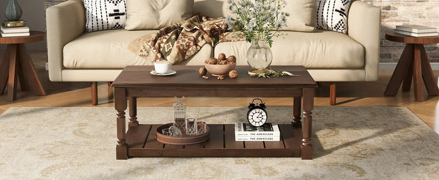 Vibe Haus Farmhouse Wooden Coffee Table by HouseOfZazla