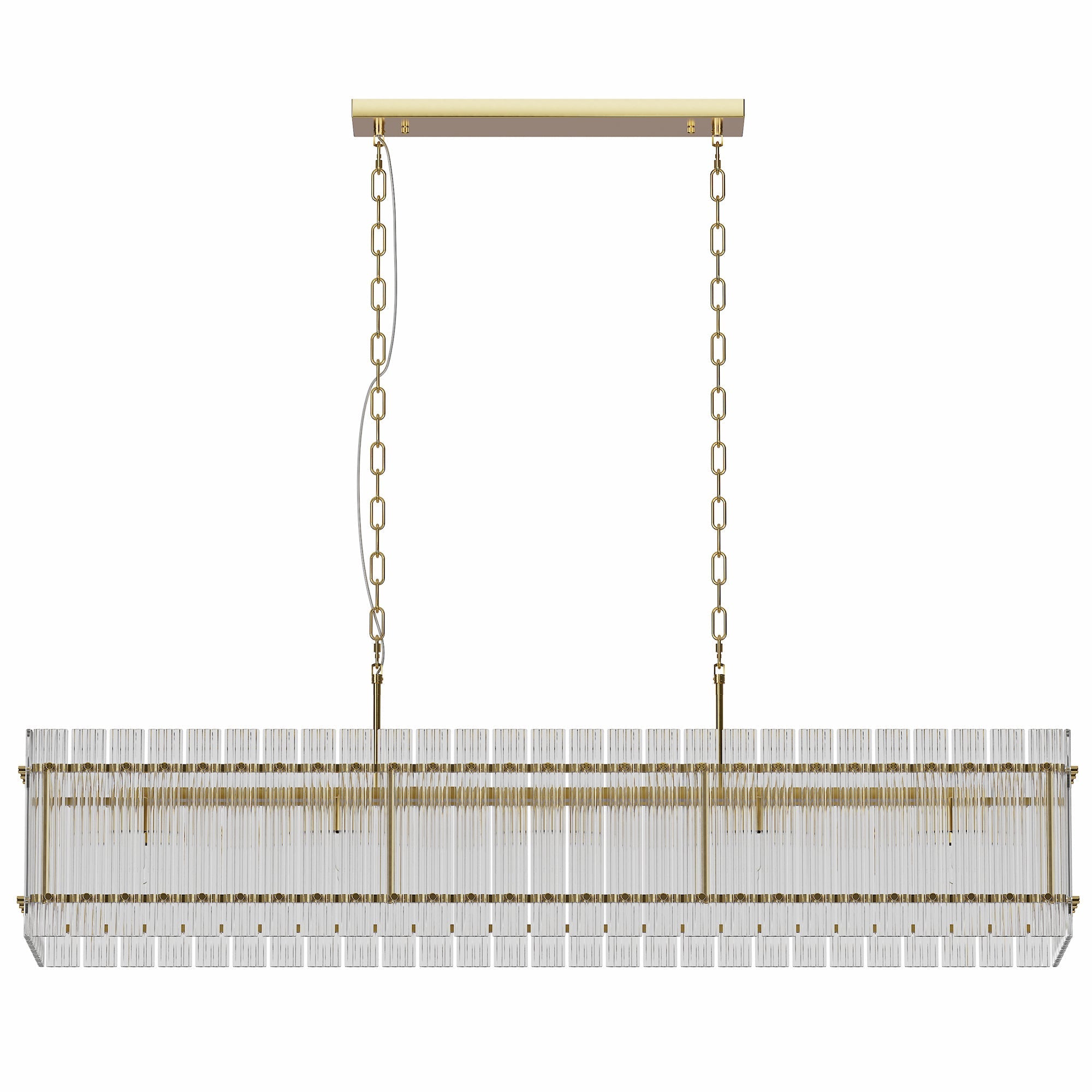 Modern Rectangular Crystal Glass 10-Light Chandelier by HouseOfZazla