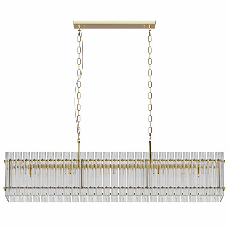 Modern Rectangular Crystal Glass 10-Light Chandelier by HouseOfZazla