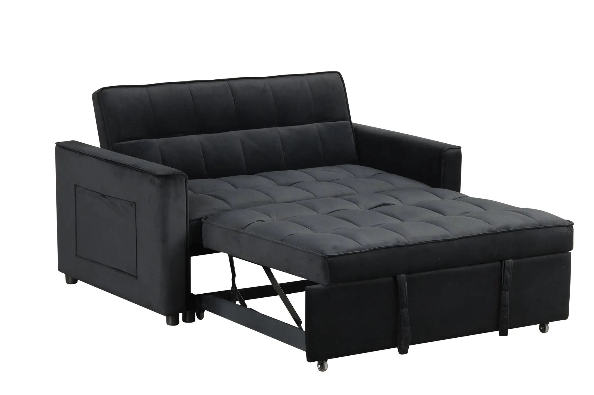 Maeve - Convertible Sleeper Loveseat With Tufting and Side Pocket - Black by Unique Piece Furniture