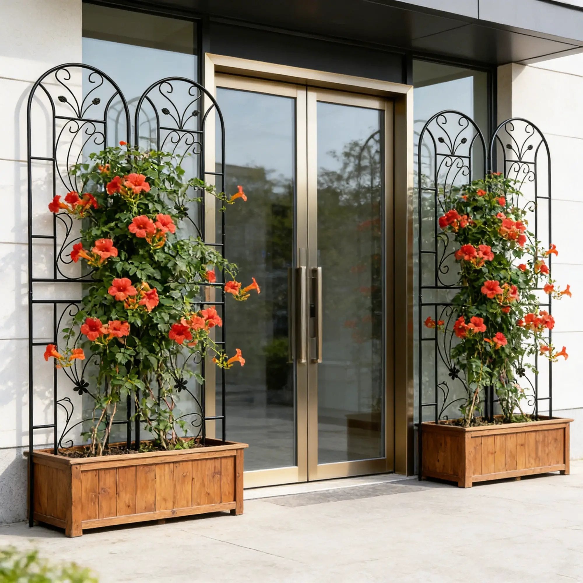 4 Pack Metal Garden Trellis 86.7'' x 19.7'' Rustproof Black by HouseOfZazla