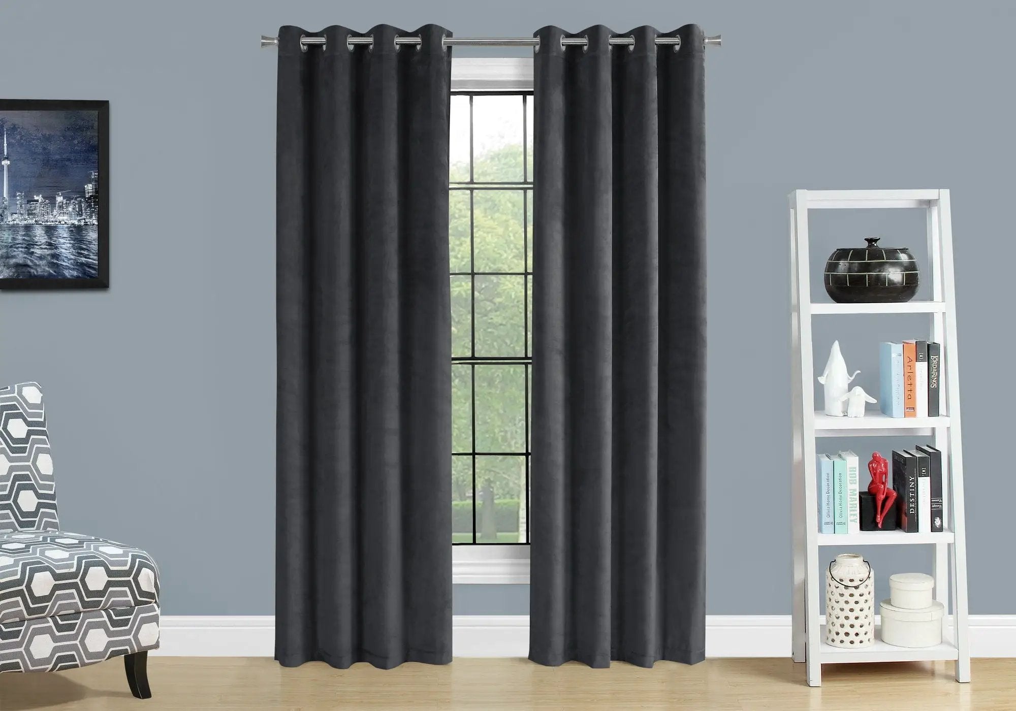 2 Pieces Set Room Darkening Curtain Panels with Grommet - Contemporary Style by HouseOfZazla