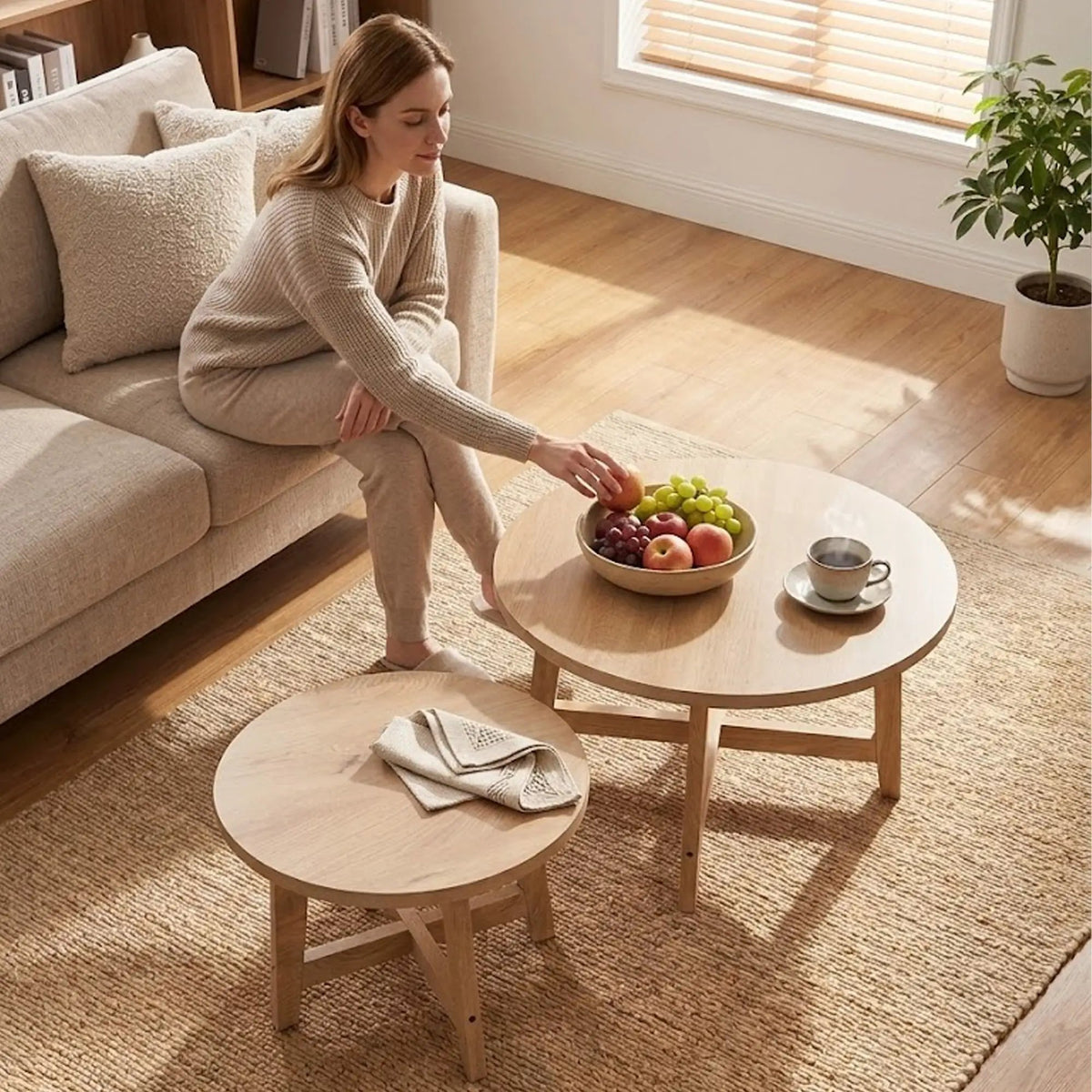 Set of 2 Round Nesting Coffee Tables by HouseOfZazla