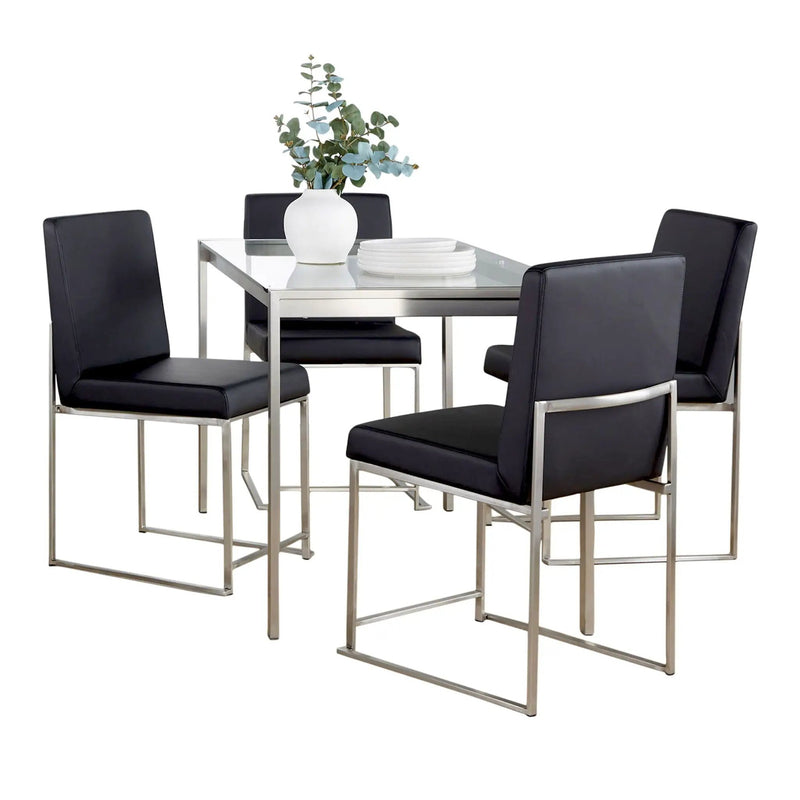 Fuji - High Back Contemporary Dining Set, Glass 5 Piece by HouseOfZazla