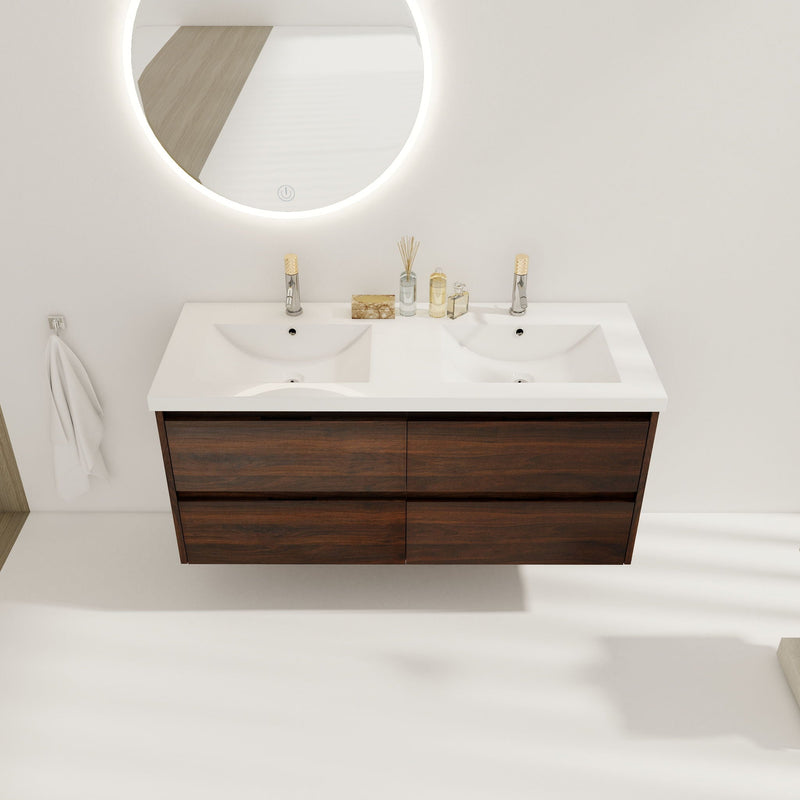 Modern Floating Bathroom Vanity With Dual Resin Sink, Soft Close Drawers by HouseOfZazla
