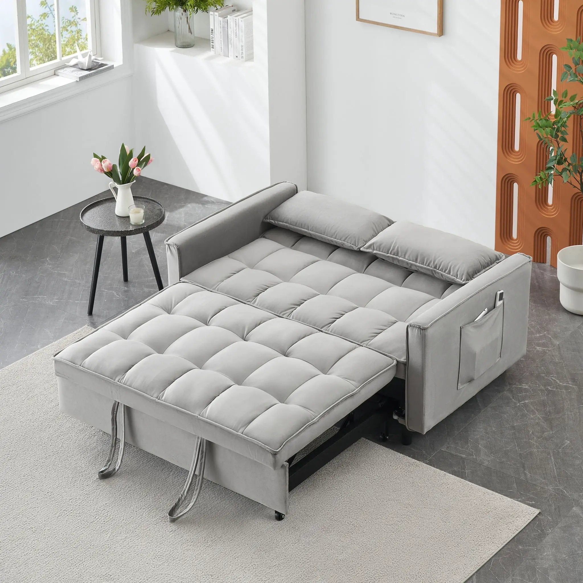 Sofa Bed With Pockets, 3 In 1 Convertible For Living Room by Unique Piece Furniture