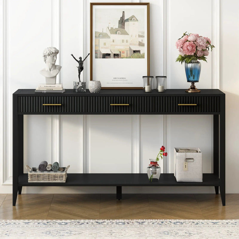 U_STYLE 60" Painted Console Table with 3 Drawers by HouseOfZazla
