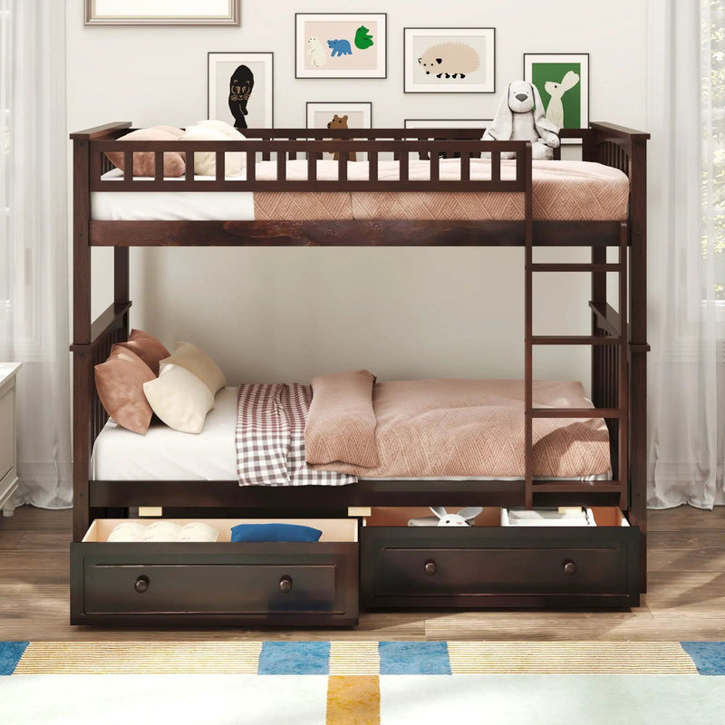 Bunk Bed With Drawers, Convertible Design by Unique Piece Furniture