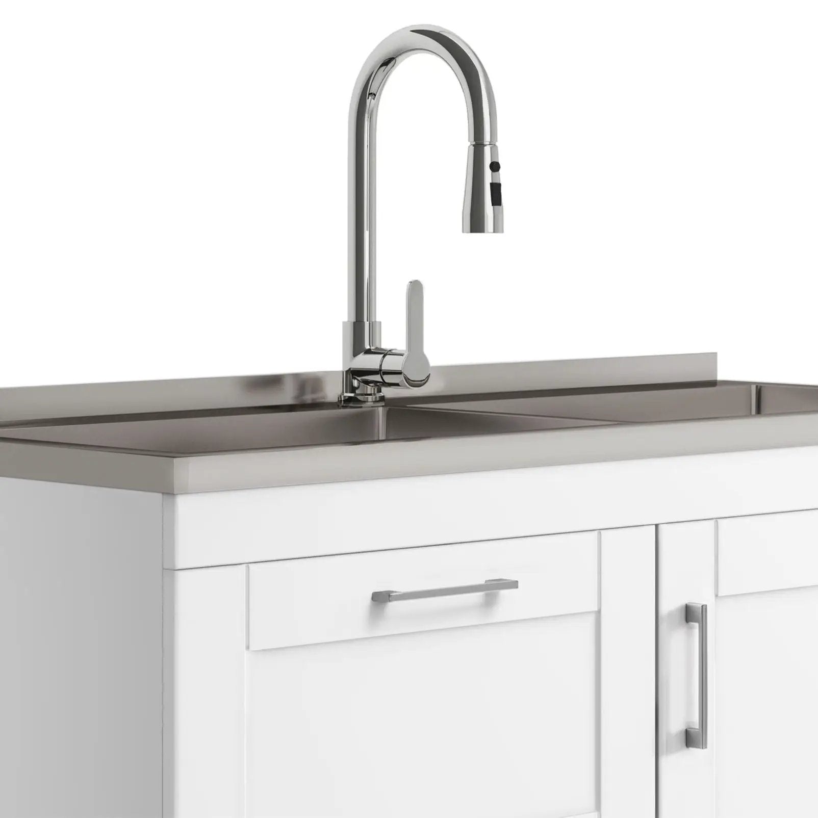 Shaker - Modern Wide Laundry Cabinet With Faucet And Sink - White by Unique Piece Furniture