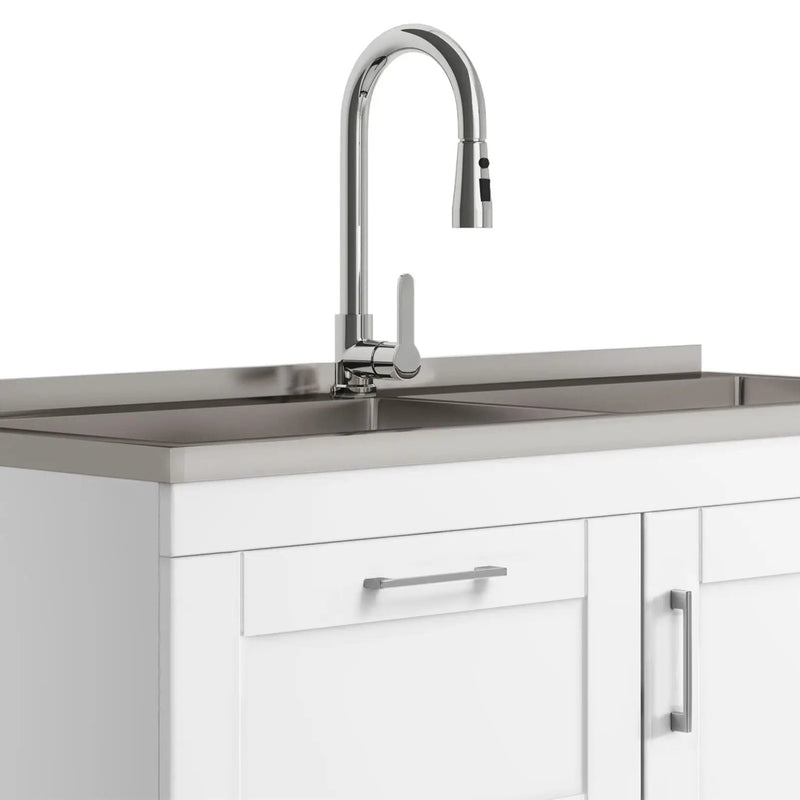 Shaker - Modern Wide Laundry Cabinet With Faucet And Sink - White by HouseOfZazla