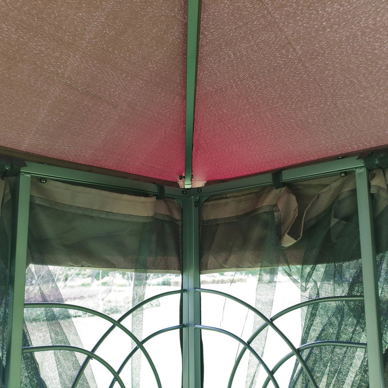 13 0 Outdoor Patio Gazebo Canopy Tent With Ventilated Double Roof And Mosquito Net (Detachable Mesh Screen On All Sides) Suitable For Lawn Garden Backyard And Deck Top - Brown by HouseOfZazla