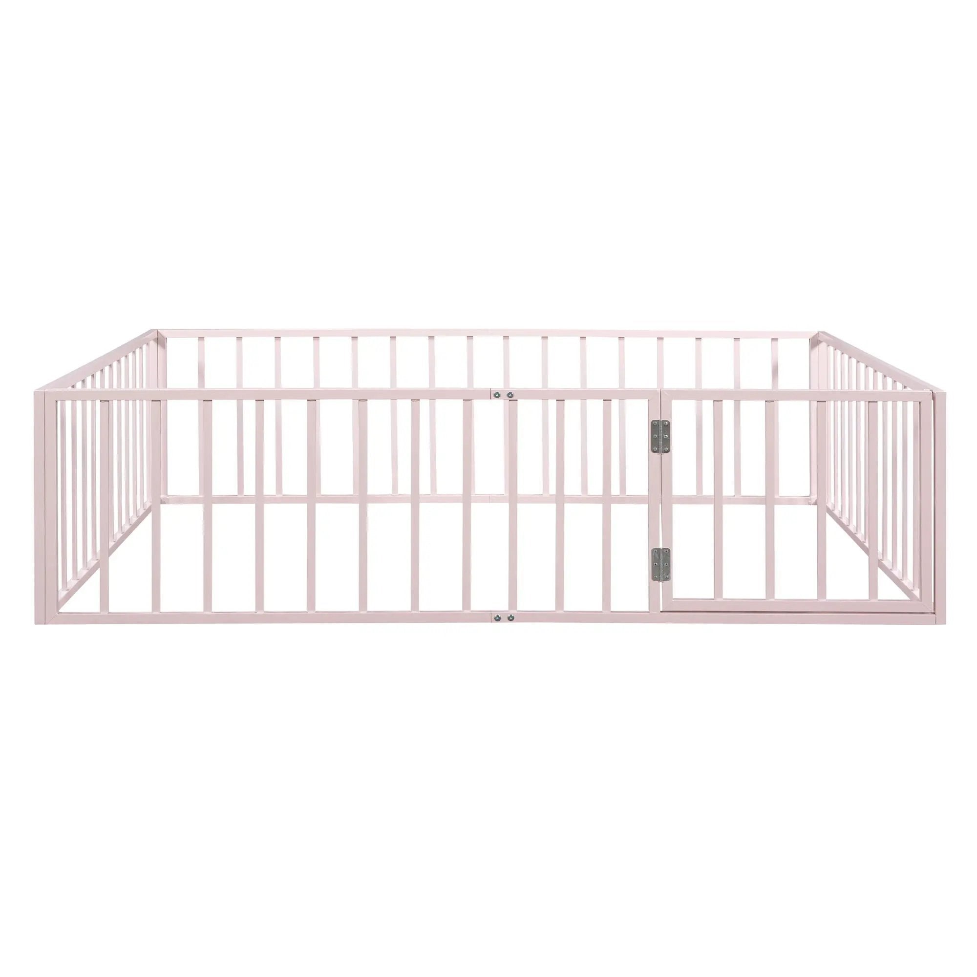 Metal Floor Bed Frame With Fence And Door by Unique Piece Furniture