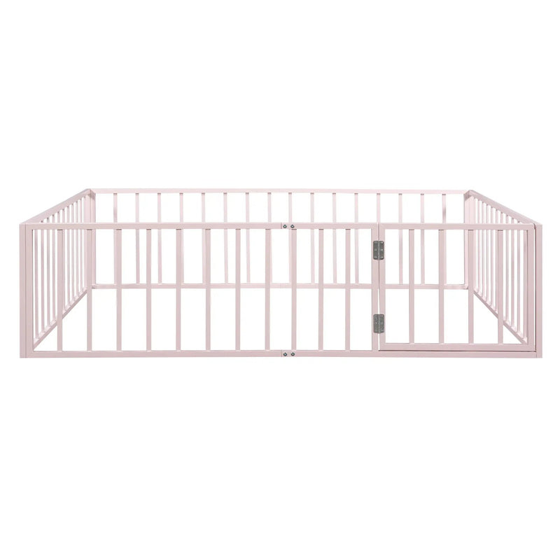 Metal Floor Bed Frame With Fence And Door by Unique Piece Furniture