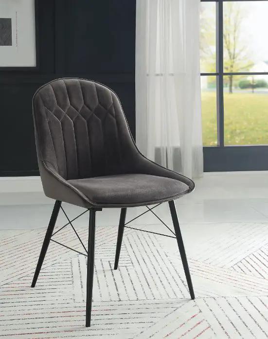 Abraham - Side Chair (Set of 2) - Dark Gray Fabric & Black by Unique Piece Furniture