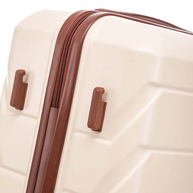 3-Piece ABS Spinner Wheel Luggage Set 20"/24"/28" Beige by HouseOfZazla