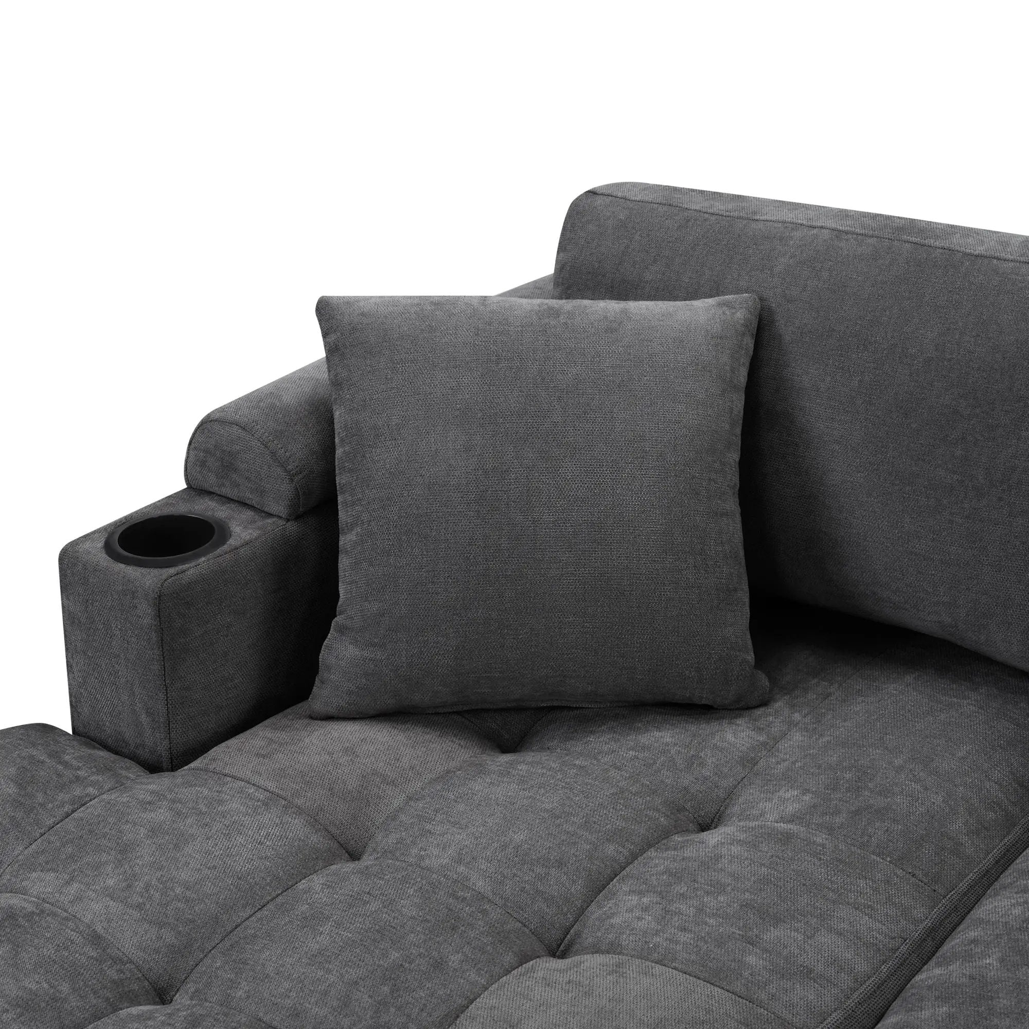 U Shaped Sectional Sofa, Corner Living Room Couch With Built In Cup Holders, Storage, USB Ports by HouseOfZazla