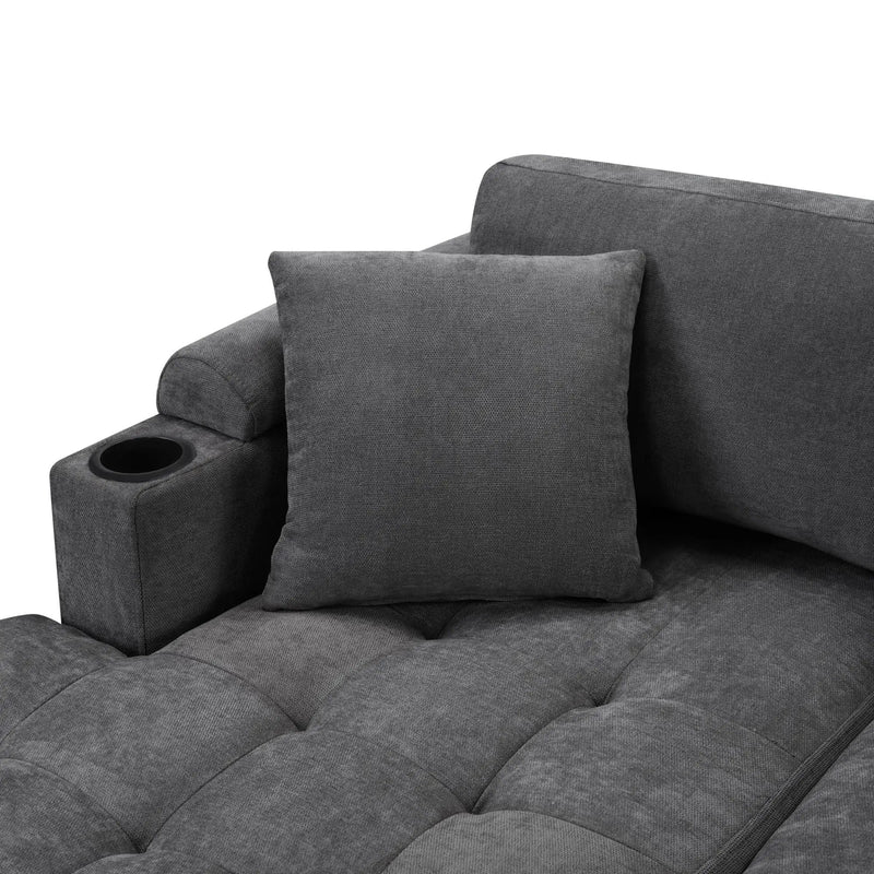 U Shaped Sectional Sofa, Corner Living Room Couch With Built In Cup Holders, Storage, USB Ports by HouseOfZazla
