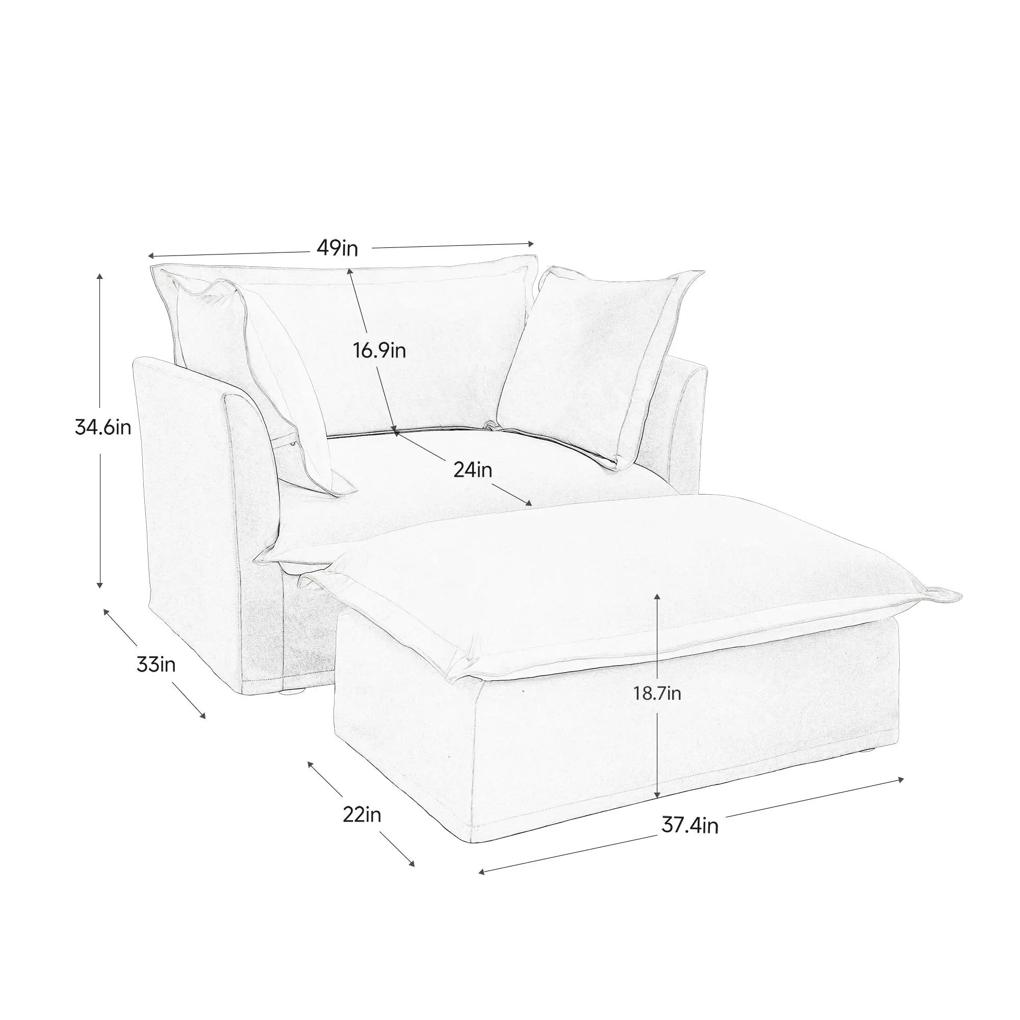Upholstered Slipcovered Armchair with Ottoman by HouseOfZazla