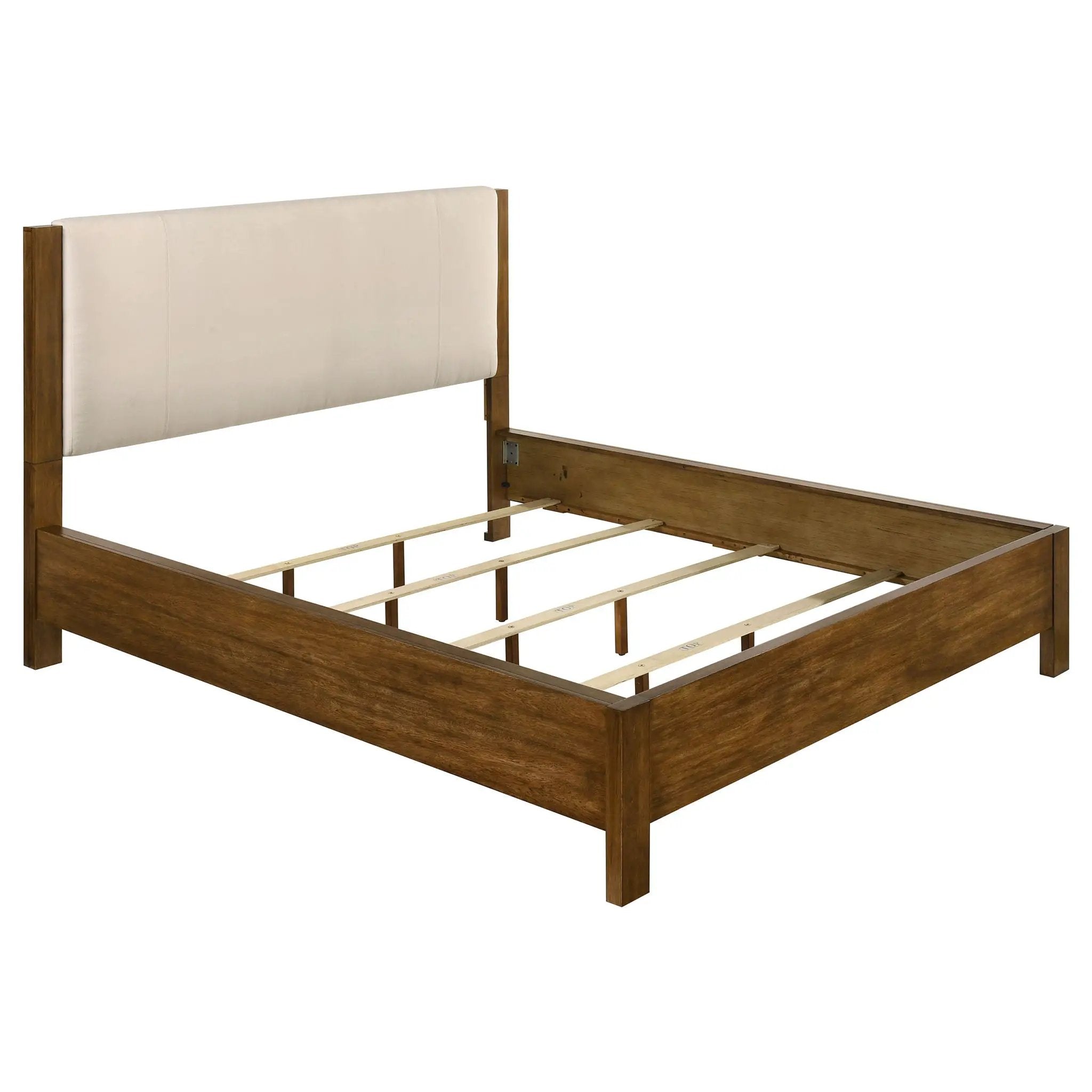 Adderley California King Wood Panel Bed Cream and Warm Brown by Unique Piece Furniture