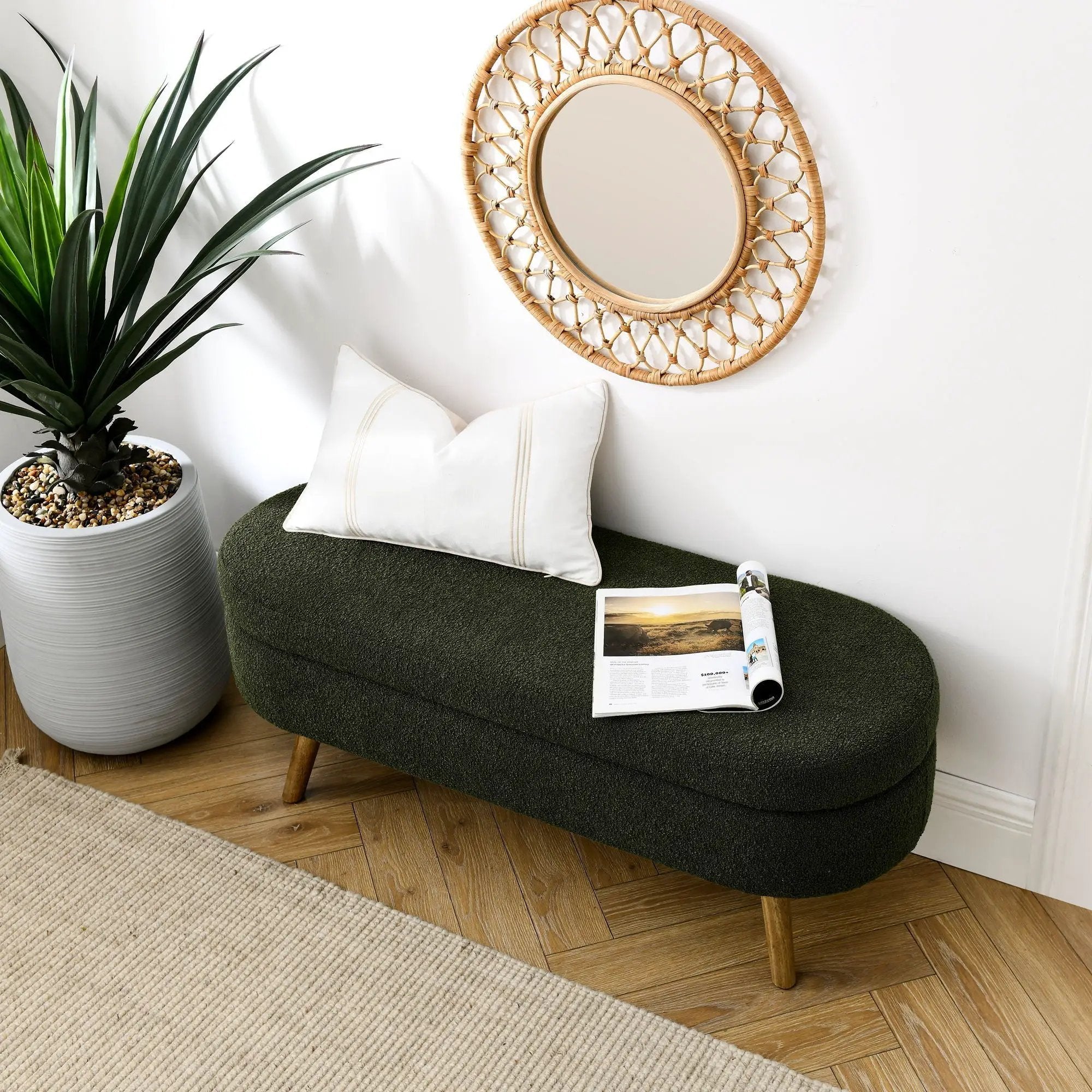 Ottoman Oval Storage Bench with Rubber Wood Legs by HouseOfZazla