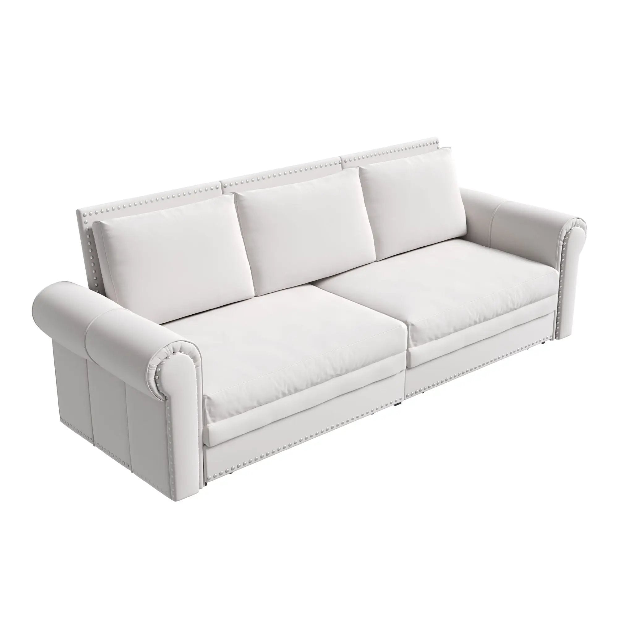 3 In 1 Convertible Sleeper Sofa With Nailhead Trim & Rolled Arm by HouseOfZazla