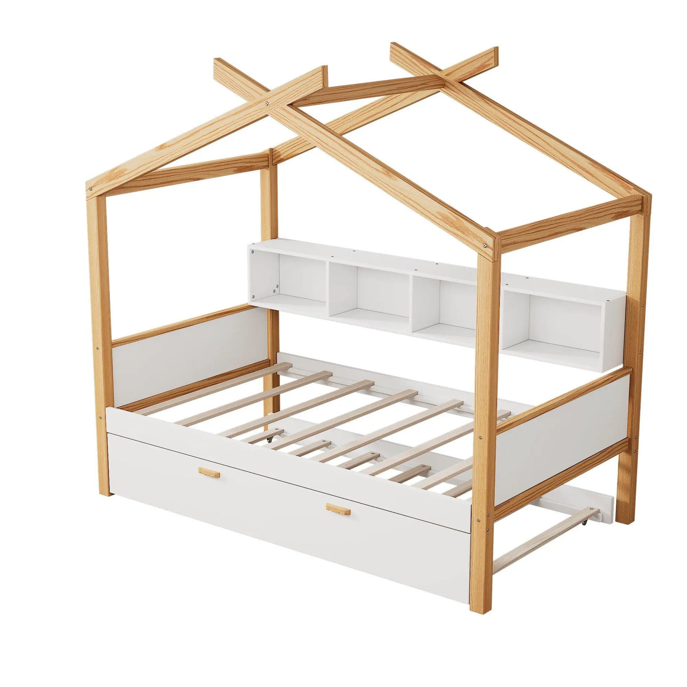 House Bed With Bookshelf Storage by HouseOfZazla