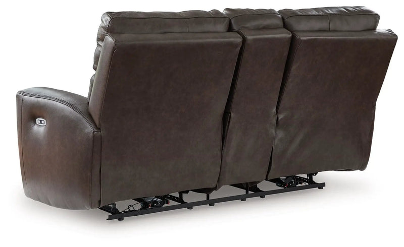 Crossplex - Power Reclining Loveseat / Console / Adjustable Headrest - Smoke by Unique Piece Furniture