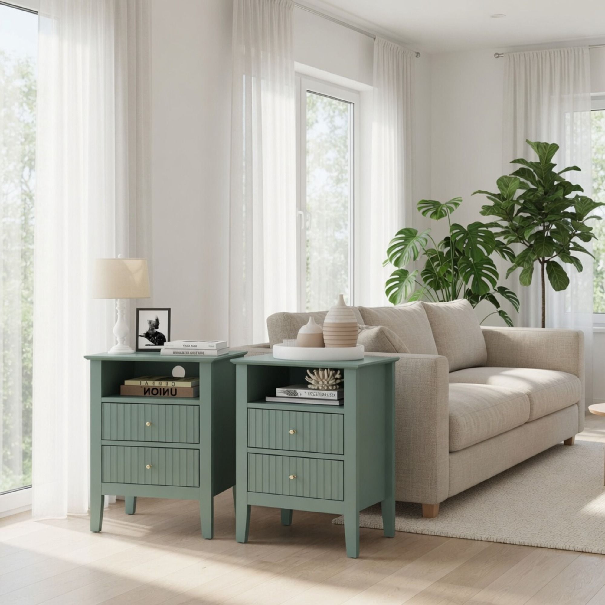 Fluted Nightstand With 2 Drawers by HouseOfZazla