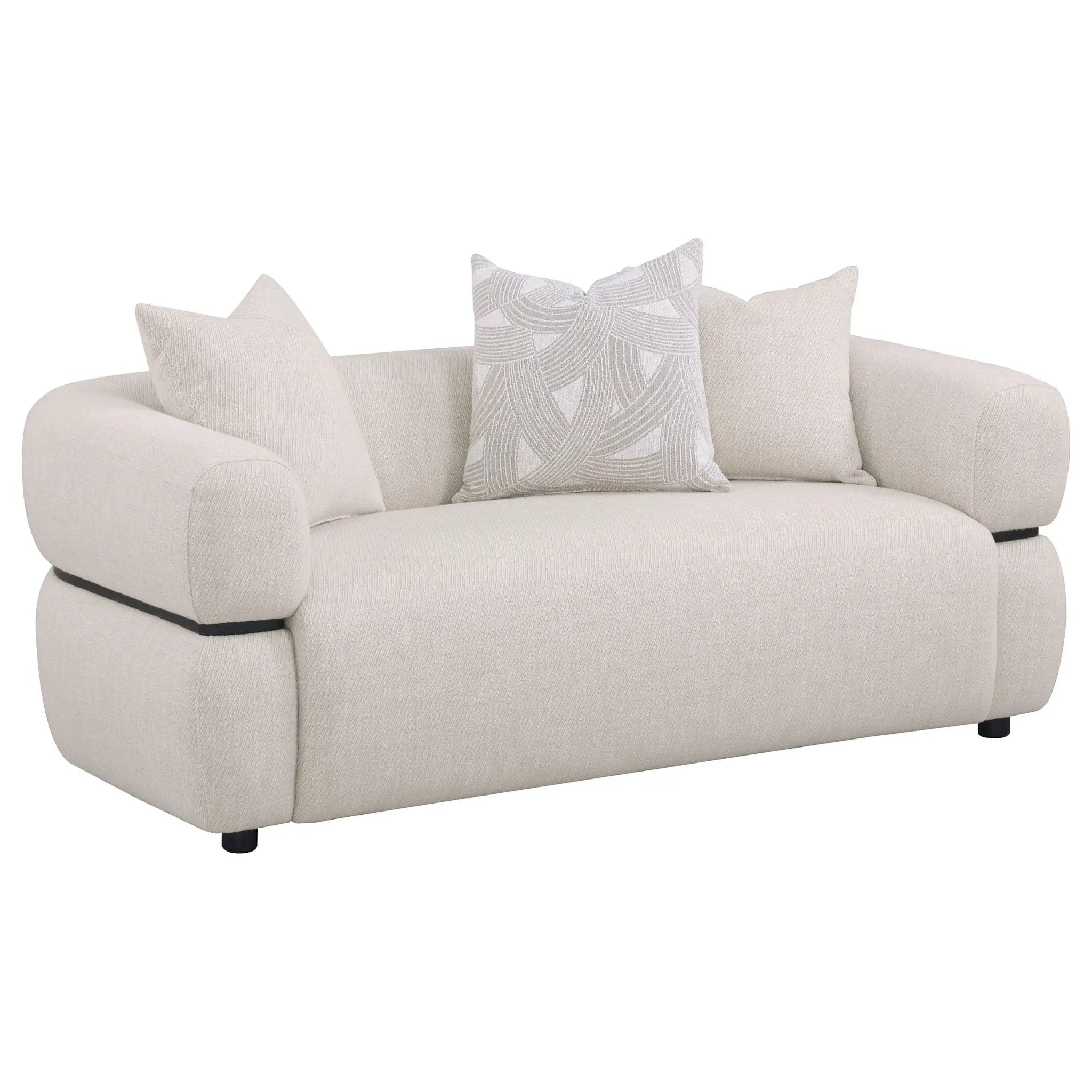 Jeanette 73-inch Fabric Upholstered Round Arm Loveseat Beige by Unique Piece Furniture