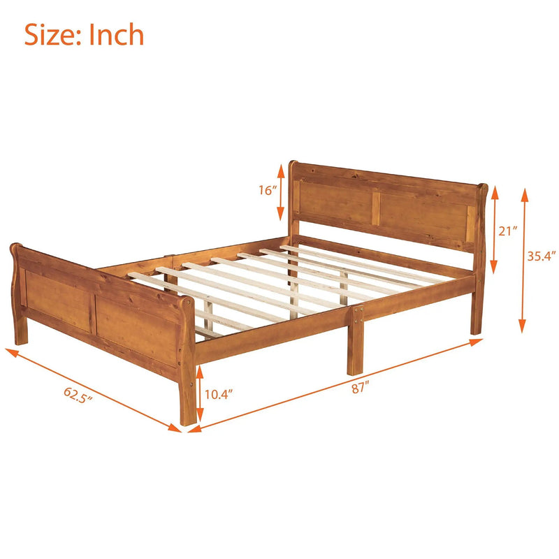 Platform Bed Frame Mattress Foundation Sleigh Bed With Headboard / Footboard / Wood Slat Suppor by HouseOfZazla