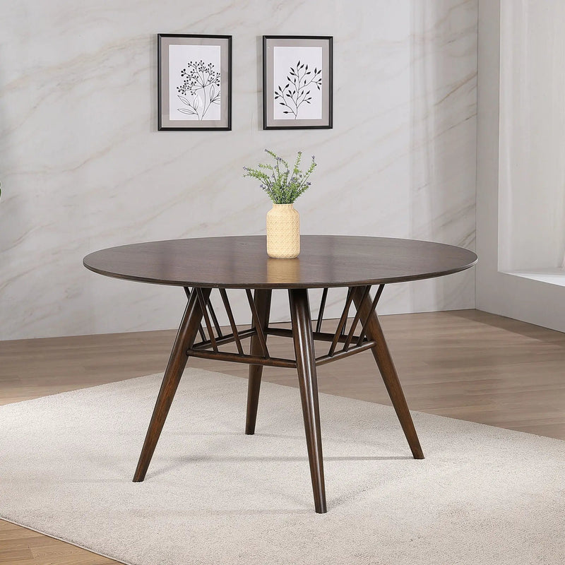 Shirley - Round Dining Table - Dark Walnut by HouseOfZazla