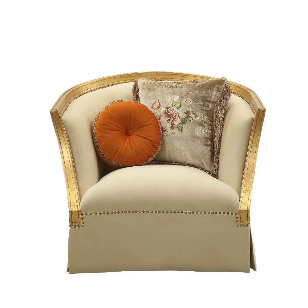 Daesha - Chair With 2 Pillows - Tan Flannel & Antique Gold by Unique Piece Furniture