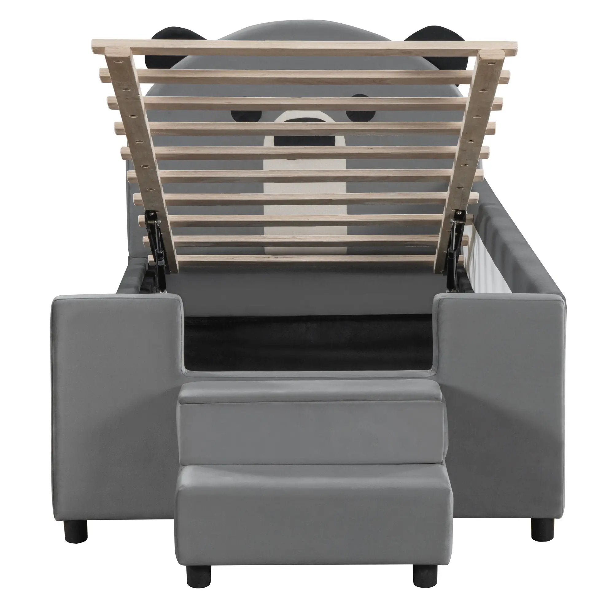 Upholstered Daybed With Bear Shaped Headboard, Hydraulic System And Breathable Fence by Unique Piece Furniture