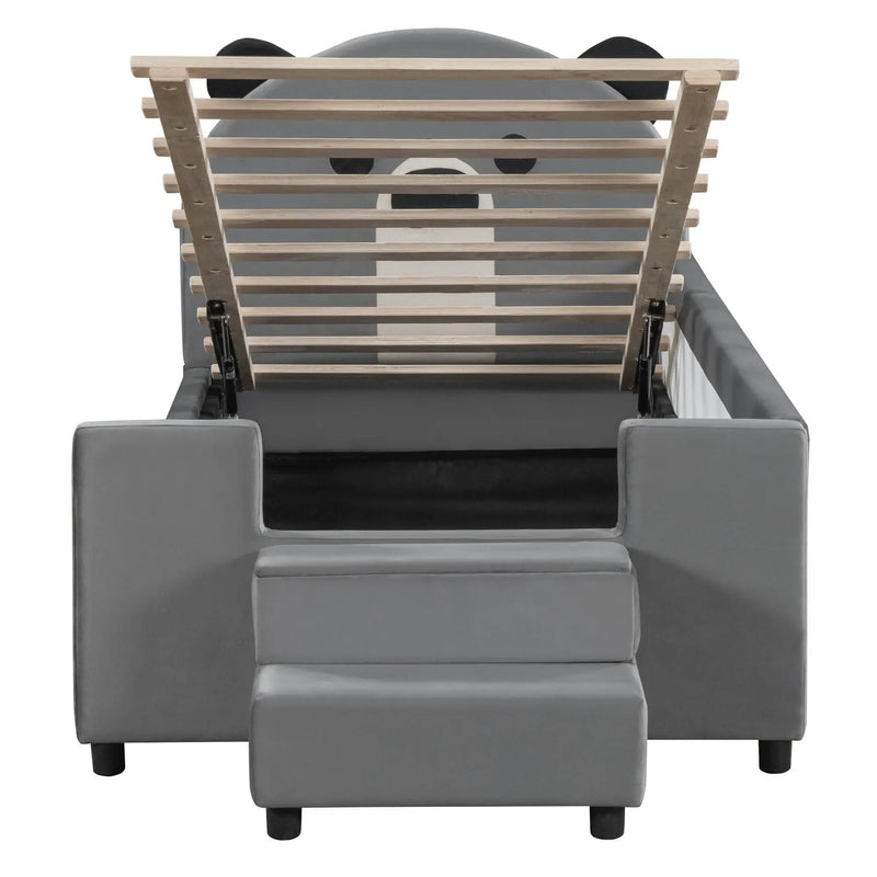 Upholstered Daybed With Bear Shaped Headboard, Hydraulic System And Breathable Fence by Unique Piece Furniture