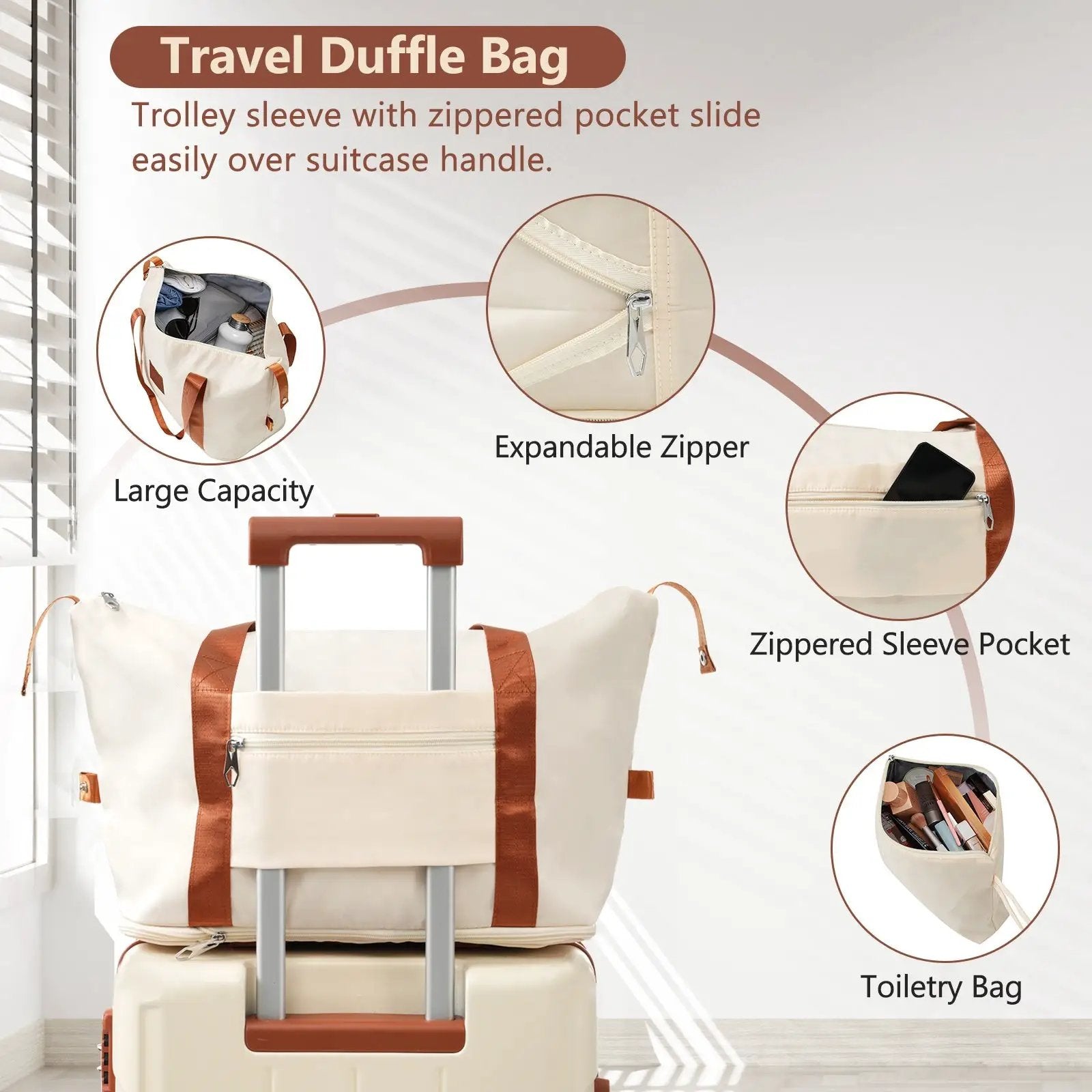 Brown & White 6-Piece Expandable Hardshell Luggage Set by HouseOfZazla