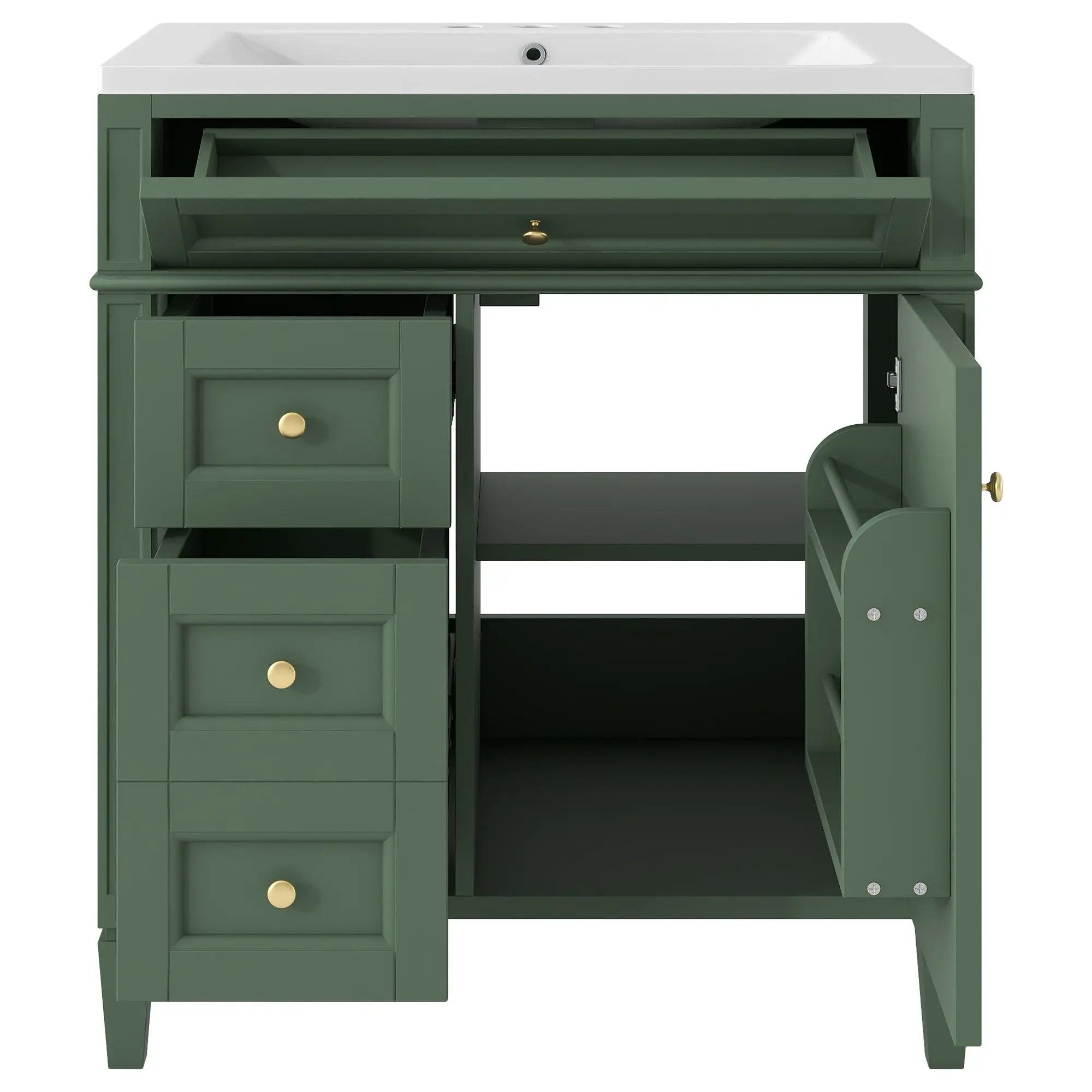 Bathroom Vanity With Medicine Cabinet, Royal Mirror Cabinet, Modern Bathroom Storage Cabinet With 2 Soft Closing Doors And 4 Drawers by HouseOfZazla