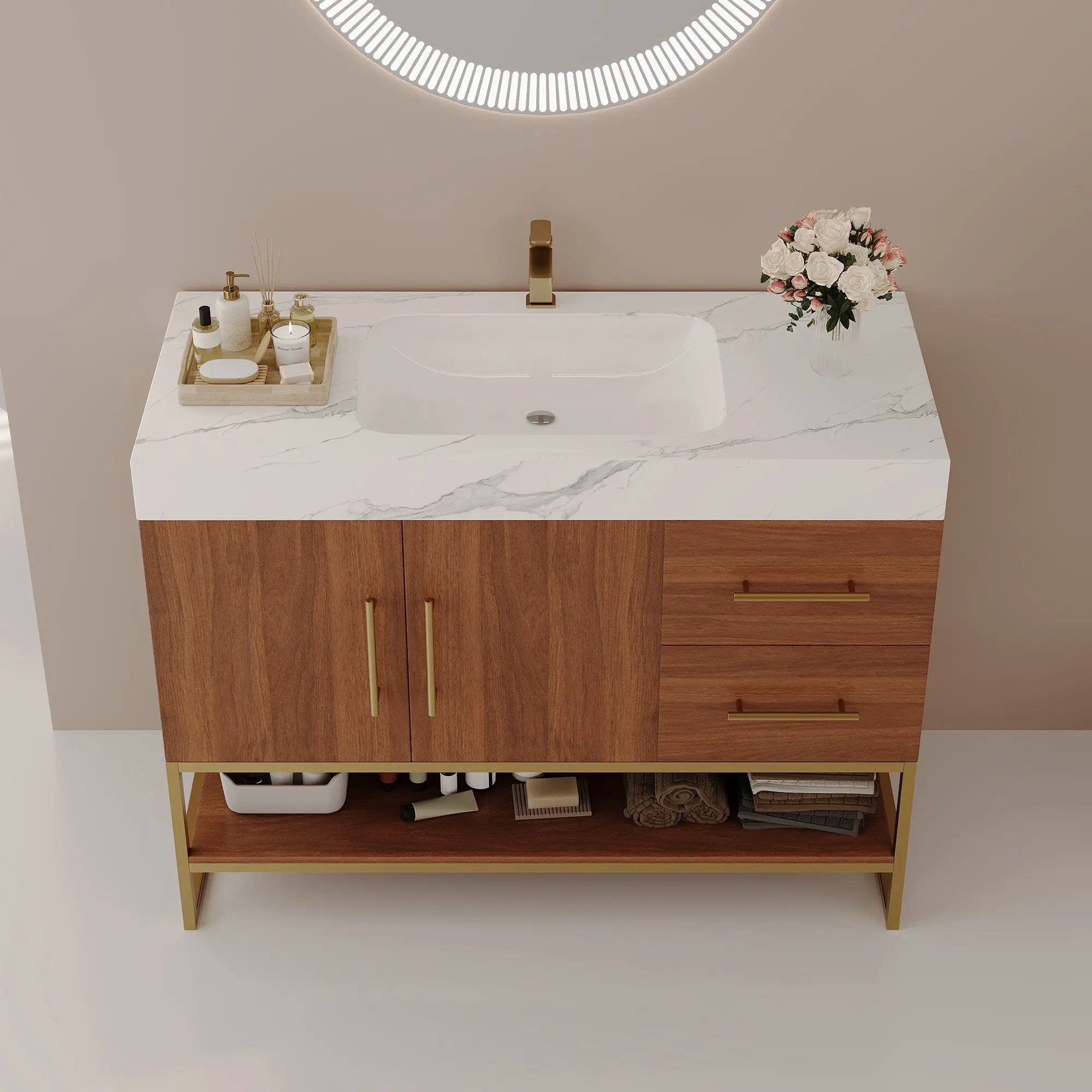 36" Modern Free-Standing Bathroom Vanity with Seamless Ceramic Sink by HouseOfZazla