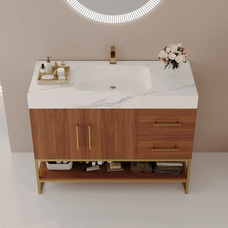 36" Modern Free-Standing Bathroom Vanity with Seamless Ceramic Sink by HouseOfZazla